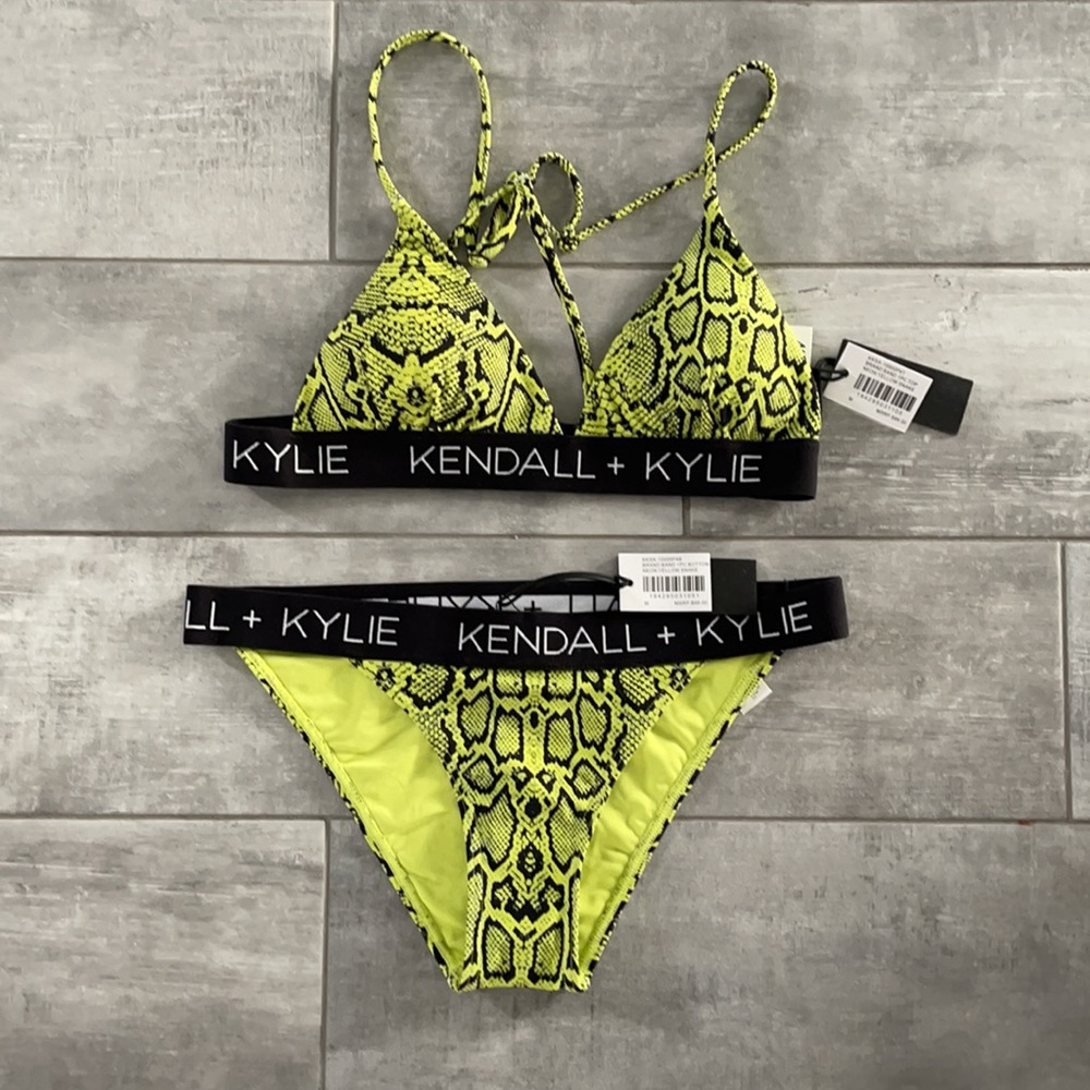 Kendall & Kylie bathing suit neon yellow snake M